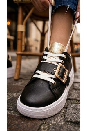 Lusi Siyah Kemer Gold Detaylı Günlük Ortopedik Sneaker 