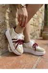  Kadın Vega Bej Çift Bağcıklı Ortopedik Rahat ve Hafif Taban Sneaker 