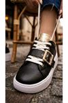 Lusi Siyah Kemer Gold Detaylı Günlük Ortopedik Sneaker 