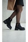 Kadın Mayka Siyah Süet Tokalı Düz Kaymaz Taban Bot